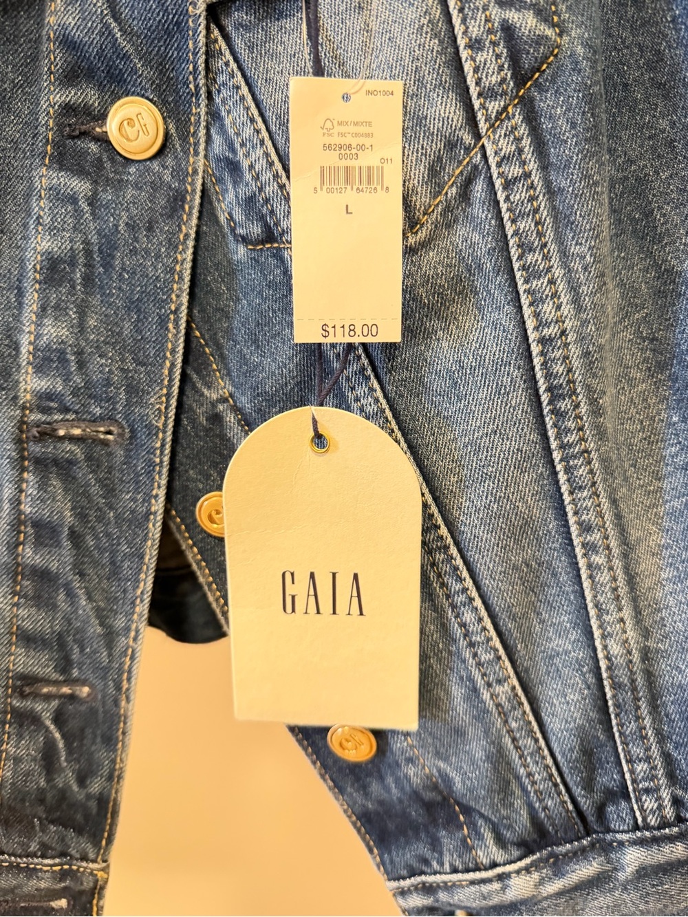 Cult Gaia x Gap Asymmetrical Denim Jacket - Blue Women’s Jean Jacket - Picture 3 of 4
